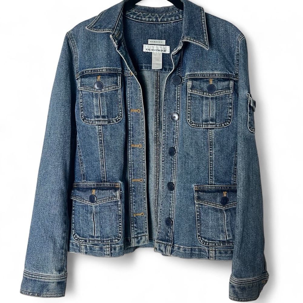 JONES NEW YORK SPORT –‎ Women’s Stretch Utility Denim Jacket Blue – Sz. M